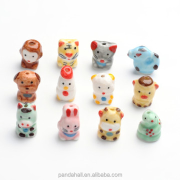 Chinese Zodiac Porcelain Beads in Famille Rose Pattern: Unique Handmade Jewelry Accessories