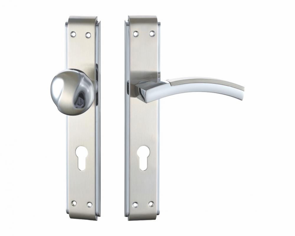 Long life aluminum door handle on plate