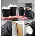 Disposable Paper Coffee Cups Ripple Wall Cup Printed Disposable Paper Coffee Cups Manufactory