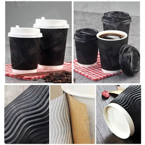 Tasse de mur ondulé imprimé en papier jetable tasses à café