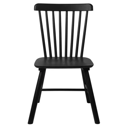 Slatted Black Solid Wood Windsor Dining Room Chair