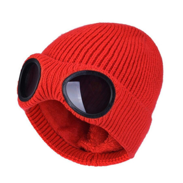 Windproof Fleece Lined Double Layer Goggles and Beanie Hat for Cycling and Skiing