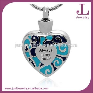 Enamel Heart Stainless Steel Ash Urn Necklace Wholesale Cremation Jewelry