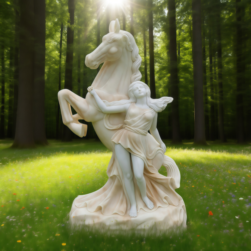 Estatua ecuestre de mármol mitológico clásico