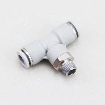 PB T Type 3-Way 8mm OD Male Thread 1/4'' Tiger Push-in Fitting
