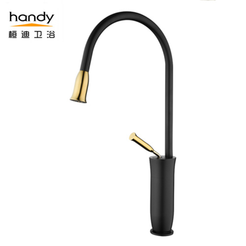 Black gold single lever brass Kitchen mixer taps