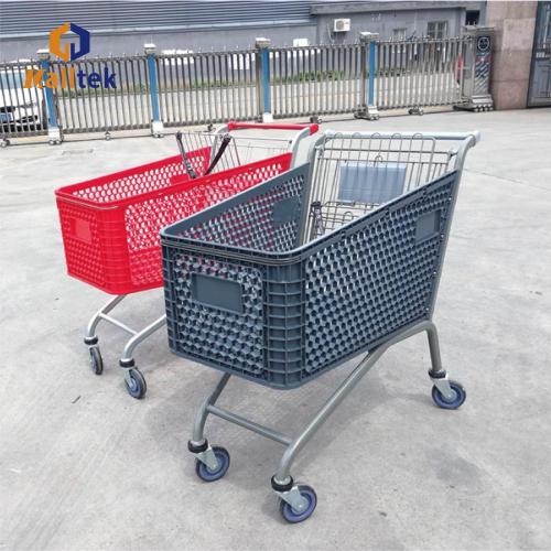 Plastic Shopping Trolley American Red Color Plastic Supermarket Shopping Trolley Supplier