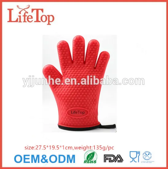 Silicone and Cotton Double-layer Heat Resistant Silicone Cooking Gloves Oven BBQ Gloves