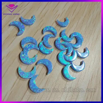 Lab Created Half Moon Beads Blue Synthetic Opal Stone Manufacturers Gemstone