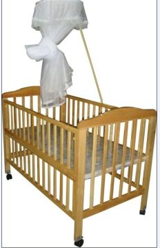 Safety Standard Wooden Sleigh Baby Cot Crib Bed With Mosquito Net
