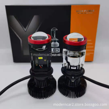 130W Y7 H4 LED Headlights with Mini Projector Lens - 6000K 12V High/Low Beam Auto LED Lights