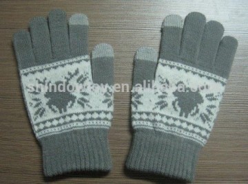 Touch promotion cheap knitted jacquard acrylic touchscreen gloves