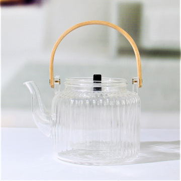 Bote de té de vidrio japonés acanalado transparente transparente de borosilicato