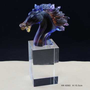Crystal Brown Horse Trophy for Customers Gifts HK-6060