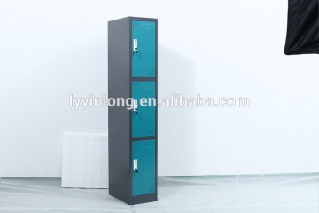 Colorful cheap KD 3 doors steel clothes wardrobe locker cabinet