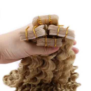 Top Quality Factory Wholesale Tape In Human Hair Extension Seamless Brazilian Tape In Hair Extensions Curly Hair Tape In