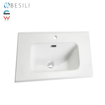 Rectangular Ceramic Washbasin for Luxury Hotels - Commercial White Cabinet Good Price Square Washbasin