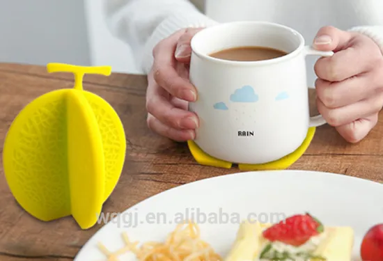 High Quality Silicone Cup Placemat Unique Hami Melon Shape Silicone Coaster 2PCS Set Insulation Cup Pad