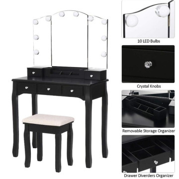 Black Bedroom Dresser Wooden Legs Dressing Room Table