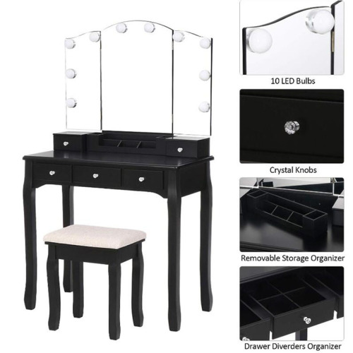 Wooden Vanity Table Black Bedroom Dresser Wooden Legs Dressing Room Table Supplier