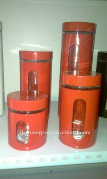 Stainless steel Coating Round glass storage container