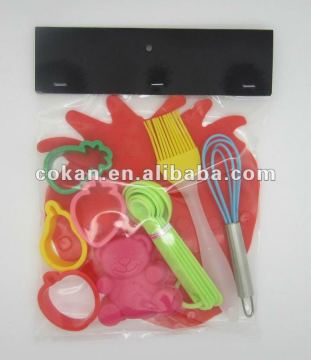 9pcs colorful home make silicone kids chef set CK-BS226