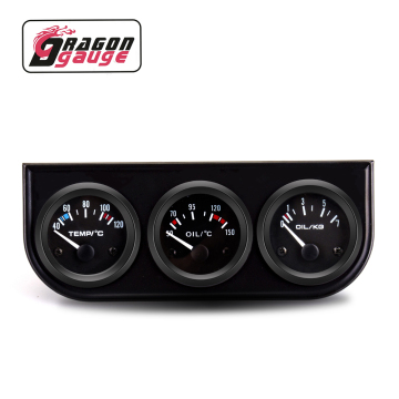 DRAGON GAUGE 3in1 Car Dashboard Instrument Cluster - Water Temp, Oil Temp, Oil Pressure Gauges (52mm Triple Gauge)