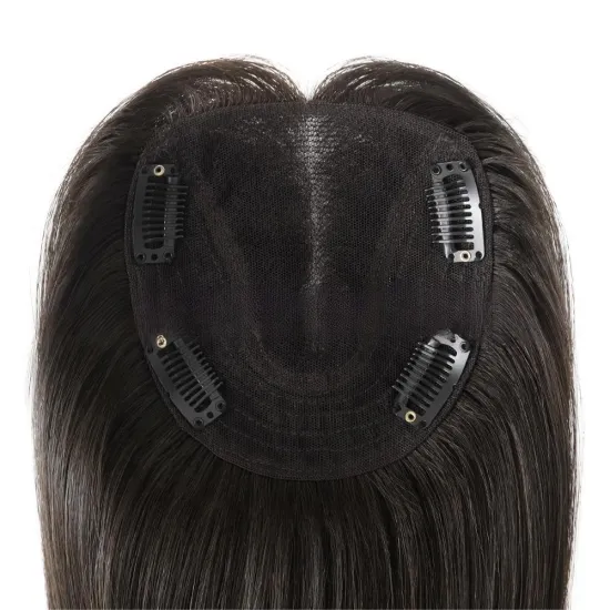 4.5x5 Lace Top Back Machine Weft Brazilian Remy Human Hair Clip-in Hairpiece for Women's Toupees