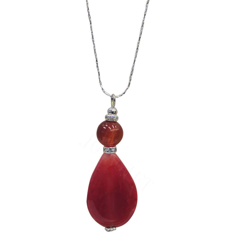 Collier d&#39;agate de pierres précieuses naturelles avec chaîne en argent