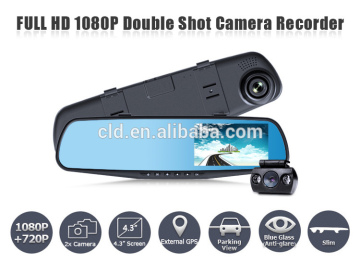 Promotion 140 Degree Dual lens Full 1080P hd 4.3"Screen car security camera motion detection