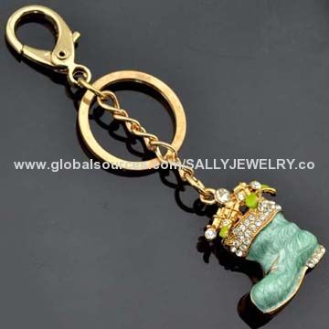 Personalized Boot Keychain, Wholesale, Made of Alloy and Rhinestones