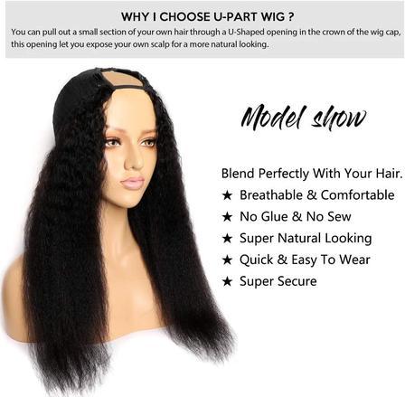 Kinky Straight U Part Human Hair Wig