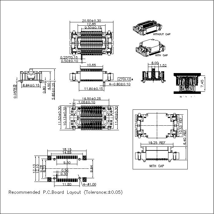 BBF0.5M-XXXX03 0.5MM Floating Board to Board Male Plug Connector Mating Height 7.45mm