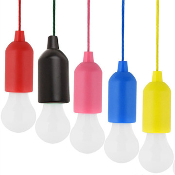 Colorful LED Outdoor Garden Lantern: Portable, Creative Hanging Lamp with Pull Cord and Decorative Bulb for Camping & Night Lighting