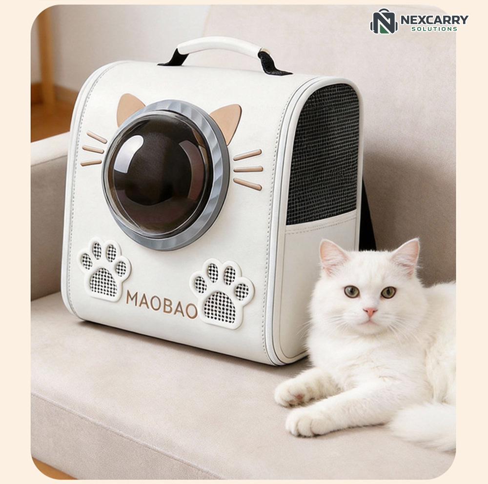 Linda mochila transportadora para mascotas con forma de gato