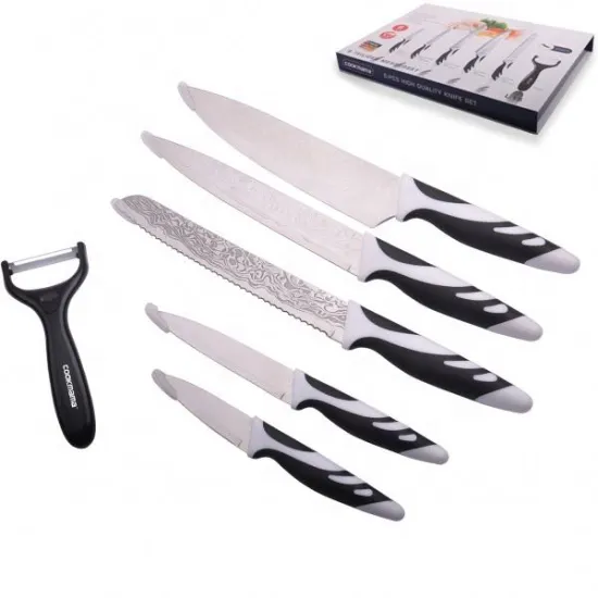 6pcs Etched Blade Kitchen Knife Set with Gift Box