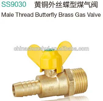 SS9040 Female thread butterfly brass gas valve