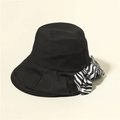 Adjustable Bow Fashion Sunscreen Bucket Hat for Women