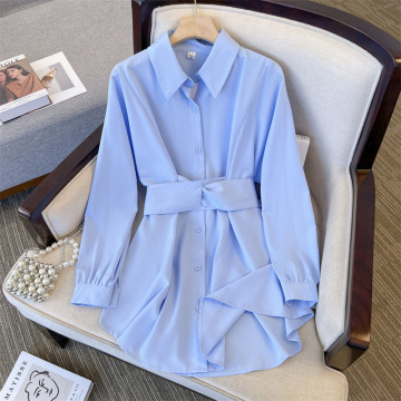 2024 Women's Long Sleeve Button-Down Blouse with Turn-Down Collar