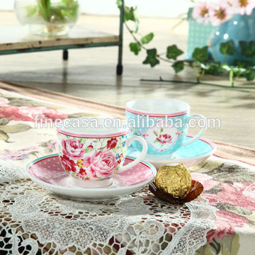 100CC Elegant Flower Design Porcelain Coffee Cup set