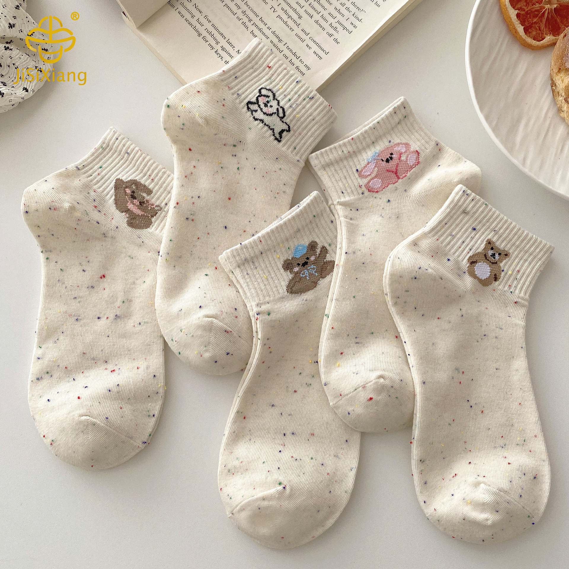 Korean version of the bear breathable boat socks