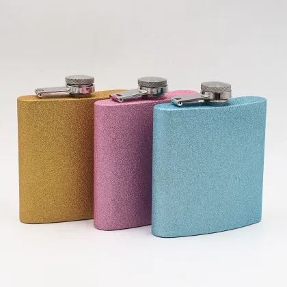 Stainless Steel Laser Engraved Pink Shine 6oz Hip Flask with 170ml Capacity