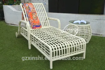 Height adjustable outdoor rattan lounge sun bed Chaise lounge DR-5198