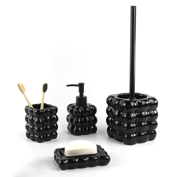 Black Bubble Textured Ceramic Bathroom Set