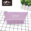 Lila Farbe Mesh & Canvas Kosmetiktasche