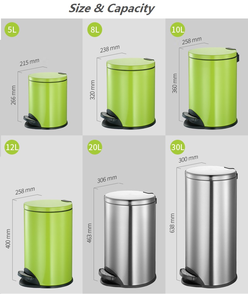 Steel Home Office Waste Bins With Soft Close