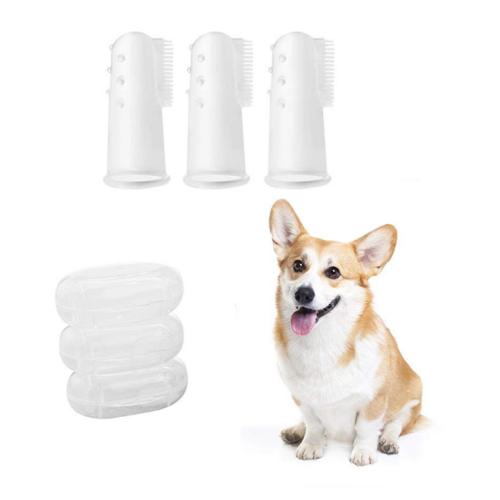 BPA miễn phí Clear Silicone mềm Pet Finger Bàn chải đánh răng