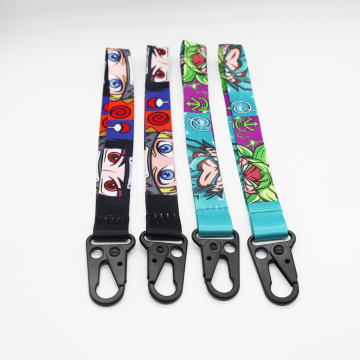 Logo personnalisé STRAP CORDE CORDE - Longe à clé courte avec crochet de forme d'aigle en métal noir