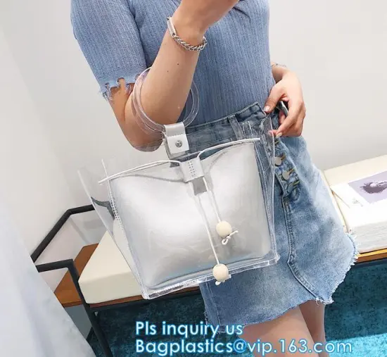 PVC transparent shopping bag, Zipper PVC Vinyl Tote Shopping Bag, PVC shopping reusable tote bags with carry handle