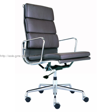Eames aluminium chair soft pad high back leather office chair